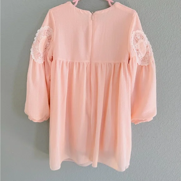 Chloé Embroidered Pink Balloon Sleeve Dress - Picture 2 of 6